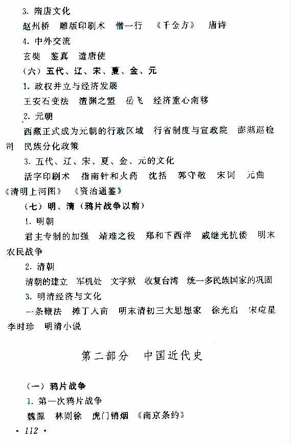 2015年成人高考高起點(diǎn)《歷史地理》考試大綱