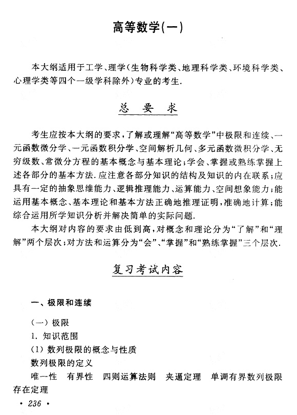 2018年成考專升本高等數(shù)學(一)考試大綱