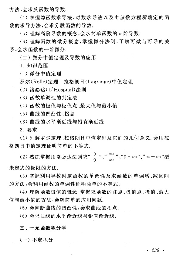 2018年成考專升本高等數(shù)學(一)考試大綱