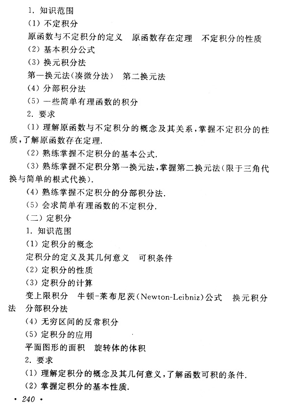 2018年成考專升本高等數(shù)學(一)考試大綱