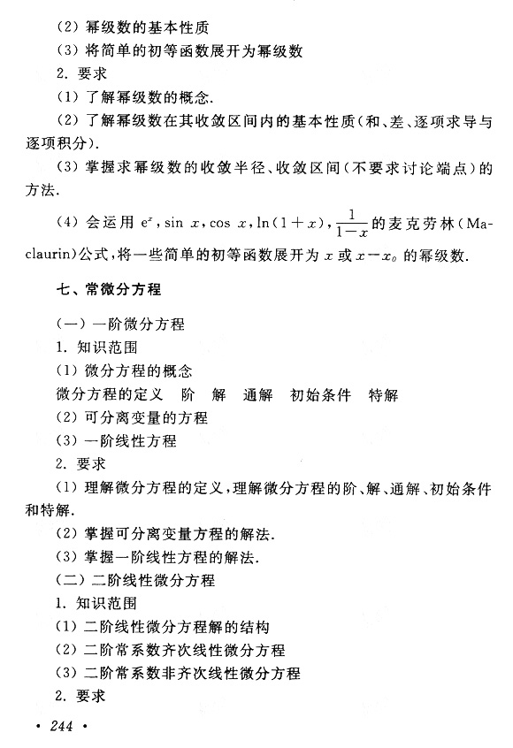 2018年成考專升本高等數(shù)學(一)考試大綱