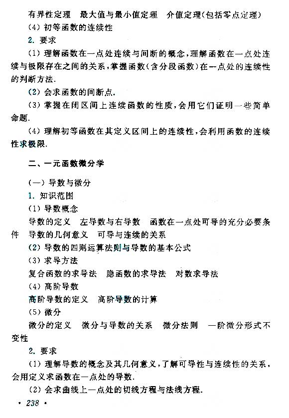 2015年成人高考專升本高等數(shù)學(xué)(二)考試大綱