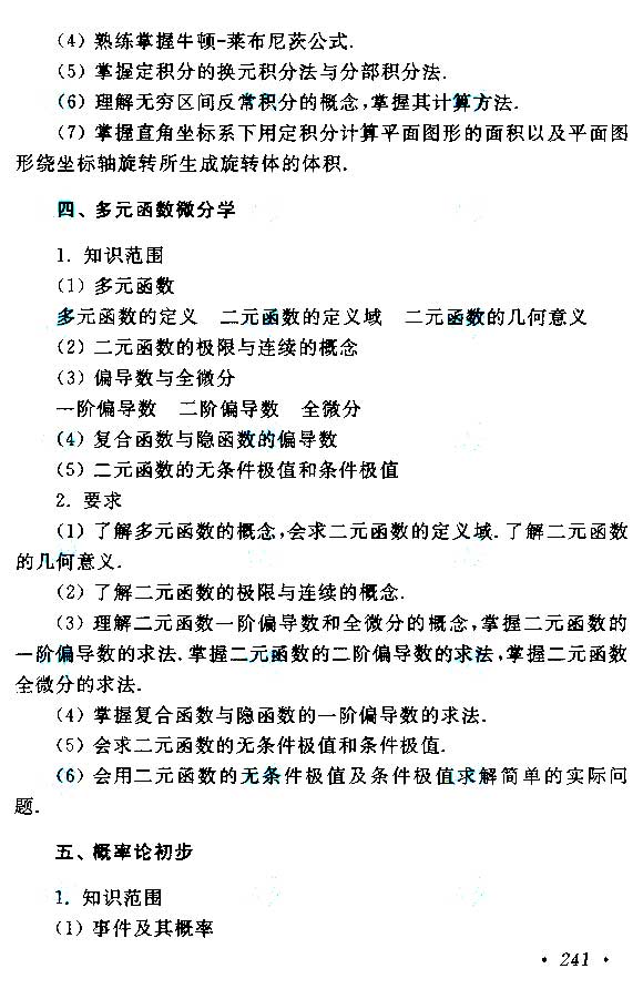 2015年成人高考專升本高等數(shù)學(xué)(二)考試大綱